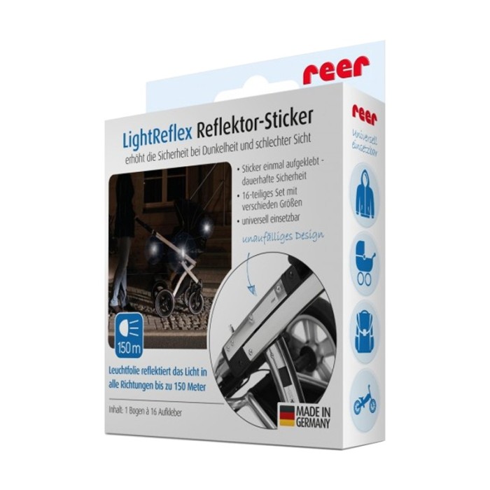 Banda reflectorizanta autoadeziva LightReflex Reer, 16 bucati Banda reflectorizanta autoadeziva LightReflex Reer, 16 bucati