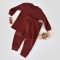 Set bluzita cu maneca lunga si pantaloni lungi din bumbac organic si 5% elastan - Caramiziu BabyCosy (Marime: 6-9 luni)