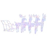 Decoratiune de Craciun cu reni si sanie, 280x28x55, acril