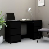 Gossi birou de scris, negru, 140x50x77 cm, lemn prelucrat