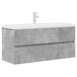 Cumpara ieftin Set mobilier de baie, 2 piese, gri beton, lemn compozit