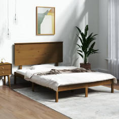 Cadru de pat mic dublu, maro miere, 120x190 cm, lemn masiv GartenMobel Dekor foto