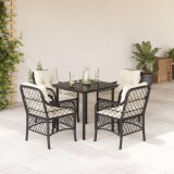 VidaXL Set mobilier de grădină cu perne, 5 piese, negru, poliratan