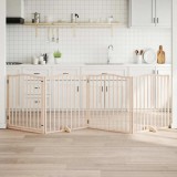 vidaXL Poartă de c&acirc;ini pliabilă cu ușă, 4 panouri, 320 cm, lemn plop