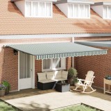 Cortina Retractabilă Manual Verde și alb 450 &times; 300 cm Poliester