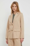 Pepe Jeans sacou culoarea bej, un singur rand de nasturi, neted