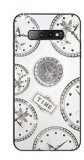 Husa cu pietricele + inel rotativ &#039; Clock &#039; Samsung S10 , Alb, Alt model telefon Samsung, Alt material