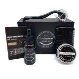 Set Premium Pentru Intretinerea si Stimularea Cresterii Barbii | Ulei Stimulant, Ceara, Rola Dermatologica, Impachetare Premium Tip CADOU| Naturale