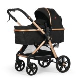 Carucior Copii 2 in 1, Landou Transformabil Sport, Maner Reversibil, Suspensii All-Terrain, 0-36 Luni, Negru