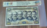 REPRODUCERE pe hartie cu filigran si fire UV proiect bancnota 500 Lei 1933 nr.180