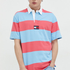 Tommy Jeans polo de bumbac culoarea roz, modelator