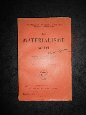 LE MATERIALISME ACTUEL PAR BERGSON, H. POINCARE, Ch. GIDE, Ch. WAGNER (1926) foto