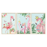 Cumpara ieftin Autocolant decorativ pasari Flamingo, Roz, 90 cm, 1257ST, Oem