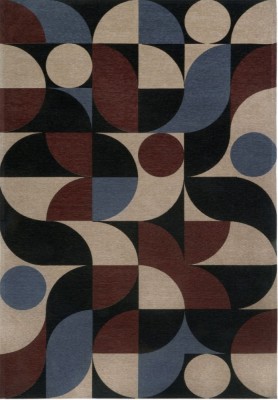 Covor Premium Model DYWAN DECO BLUE COPPER, Bej, Negru, Grena, Albastru, Marime 160 x 230 cm, Tesatura Plata, Poliester, Bumbac, Antiderapant, Antiale foto