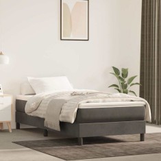 vidaXL Saltea de pat cu arcuri, gri &icirc;nchis, 90x210x20 cm, catifea