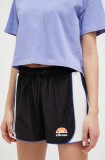 Ellesse pantaloni scurti femei, culoarea negru, modelator, high waist