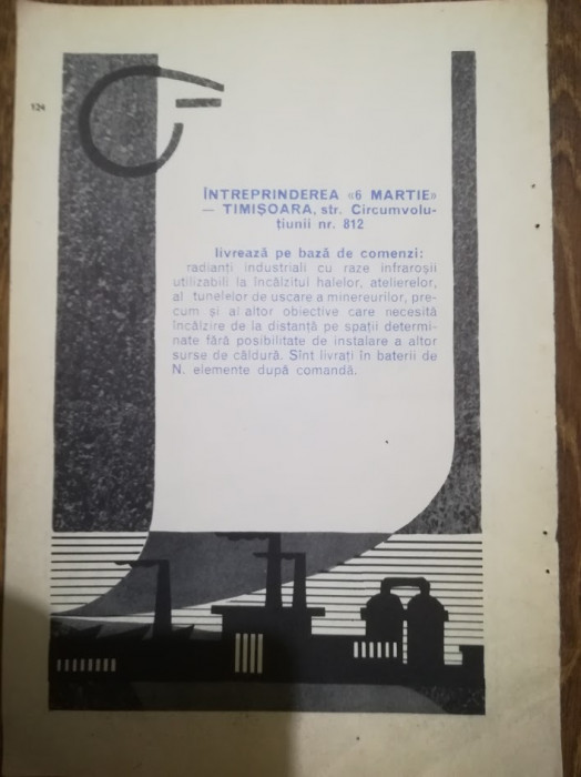 1967 Reclama &Icirc;ntreprinderea 6 MARTIE Timișoara, radianti, comunism 24x16,5