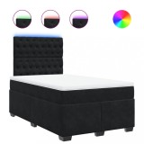 Cumpara ieftin Pat box spring cu saltea, negru, 120x200 cm, catifea