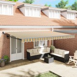 vidaXL Marchiză retractabilă automată Verde și Galben 500x300 cm