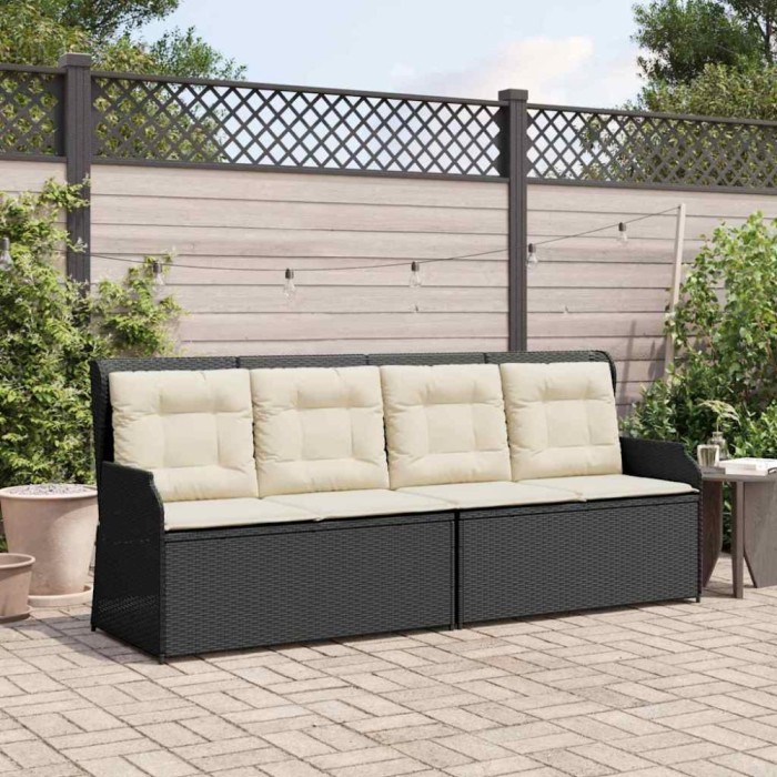 vidaXL Bancă de grădină cu pernă Negru Rattan poli 3394440