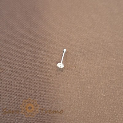 Piercing pentru nas din argint cu cristal zirconia alb - realizat in Thailanda foto