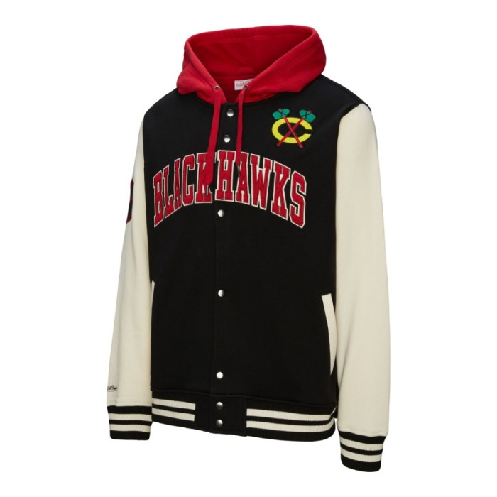Chicago Blackhawks hanorac de bărbați cu glugă Courtside Fleece Button Front Vintage Logo - 2XL