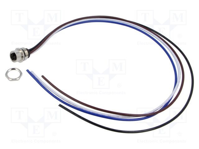 Conector M12 soclu mamă 4 pini 16A 63V IP67 drept cablu 0.5m LUTRONIC