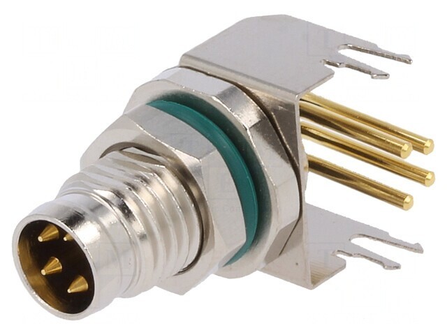 Conector M8 tată 4 pini unghi 90&deg; metal IP68 30V