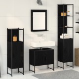 vidaXL Set Mobilier Baie 4 Piese Stejar Negru - Lemn Prelucrat