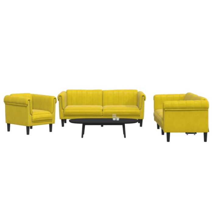 vidaXL Set de canapele, 3 piese, galben, catifea 3209215