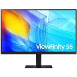 Monitor LED VA Samsung ViewFinity S8 S80D 32, UHD (3840x2160), 60Hz, 5ms (GTG), HDR 10, Eye Care, Hub USB, HDMI, Display Port, Jack, Pivot, negru