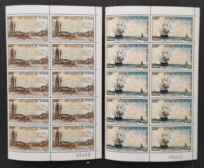 R.DU TCHAD-PICTURA-IMPRESIONISTA-10 SERII A 2 V.IN BLOC -NEOBLITERATE-MNH**- EP 206B foto