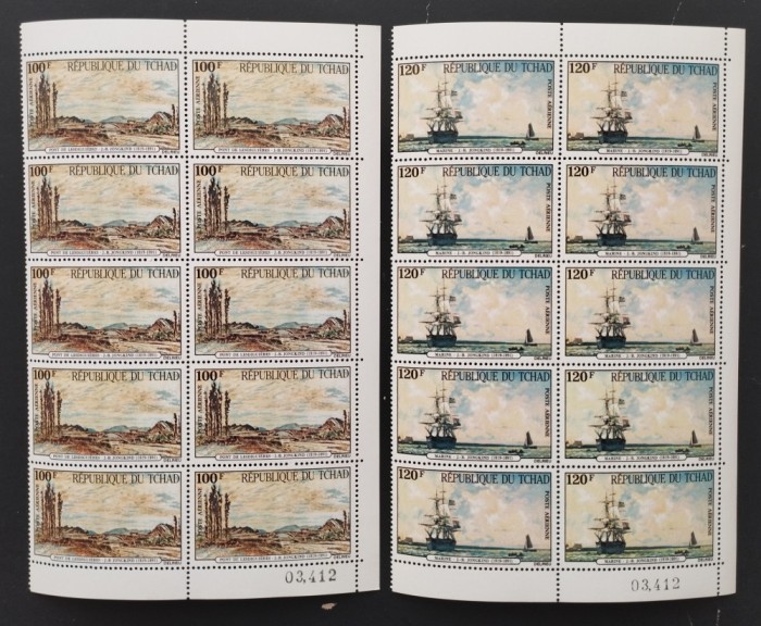 R.DU TCHAD-PICTURA-IMPRESIONISTA-10 SERII A 2 V.IN BLOC -NEOBLITERATE-MNH**- EP 206B