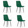 Set 4 scaune bucatarie/living, Artool, Turin, catifea, metal, verde si negru, 44.5x53x88.5 cm