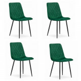Cumpara ieftin Set 4 scaune bucatarie/living, Artool, Turin, catifea, metal, verde si negru, 44.5x53x88.5 cm
