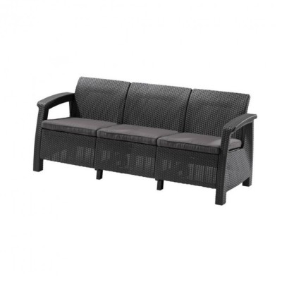 Canapea Corfu love seat max, culoare grafit, cu pernă gri deschis foto