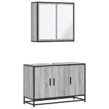 Cumpara ieftin Set mobilier de baie, 2 piese, gri sonoma, lemn prelucrat