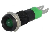 Lampă LED verde 24-28VDC IP67 metal &Oslash;8,2mm