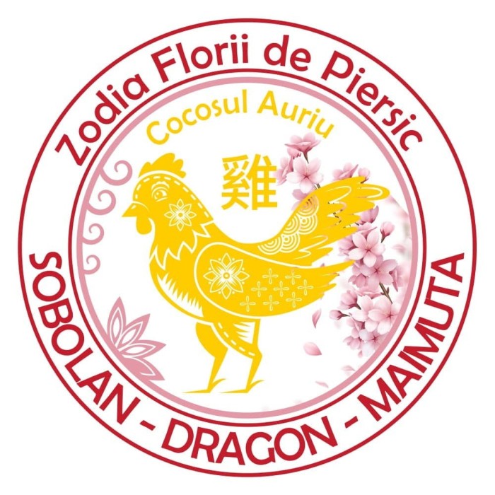 Abtibild sticker cu Cocos auriu si Floare de Piersic &amp;#8211; mare