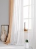Set perdea tip matase cu rejansa din bumbac tip fagure, Premium, 150x280 cm, alb sidefat, 2 buc