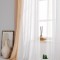 Set perdea tip matase cu rejansa din bumbac tip fagure, Premium, 150x280 cm, alb sidefat, 2 buc