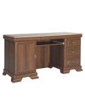 Birou VMB, clasic, 3 sertare, usa, polita tastatura, Pal Melaminat, insertii MDF, Nuc