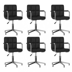 vidaXL Scaune de bucătărie pivotante, 6 buc., negru, piele ecologică