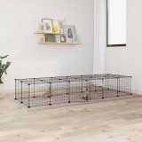 Cușcă animale de companie cu ușă 28 panouri negru 35x35 cm oțel