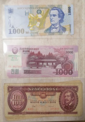 Lot 10 Bancnote din Rom&amp;acirc;nia, Ungaria și Coreea de Nord foto