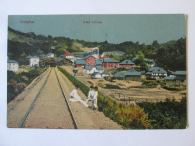 C&amp;acirc;mpina(Prahova):Gara Doftana,carte poș.necirc.circa 1910 foto