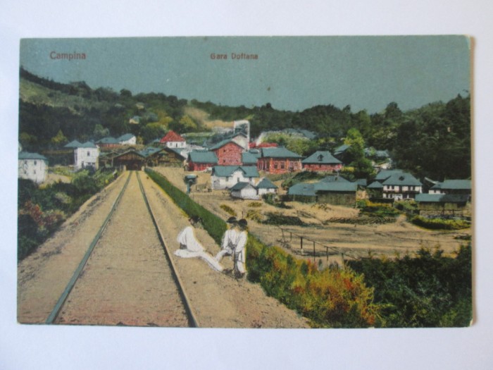 C&acirc;mpina(Prahova):Gara Doftana,carte poș.necirc.circa 1910