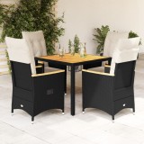 Cumpara ieftin Set mobilier de grădină cu perne, 5 piese, negru, poliratan