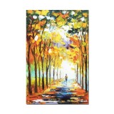 Tablou stilizat pictat manual, Pe drumul meu, 60x40cm ulei pe panza
