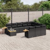 Cumpara ieftin Gossi set canapele de gradina cu perne, 11 piese, negru, poliratan